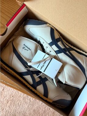 Onitsuka Tiger by Asics Men’s Cream & Navy Mexico 66-Inspired Sneakers